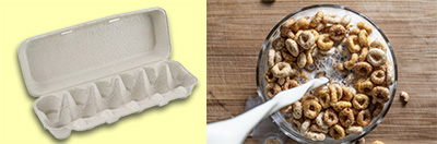 Egg carton and cereal